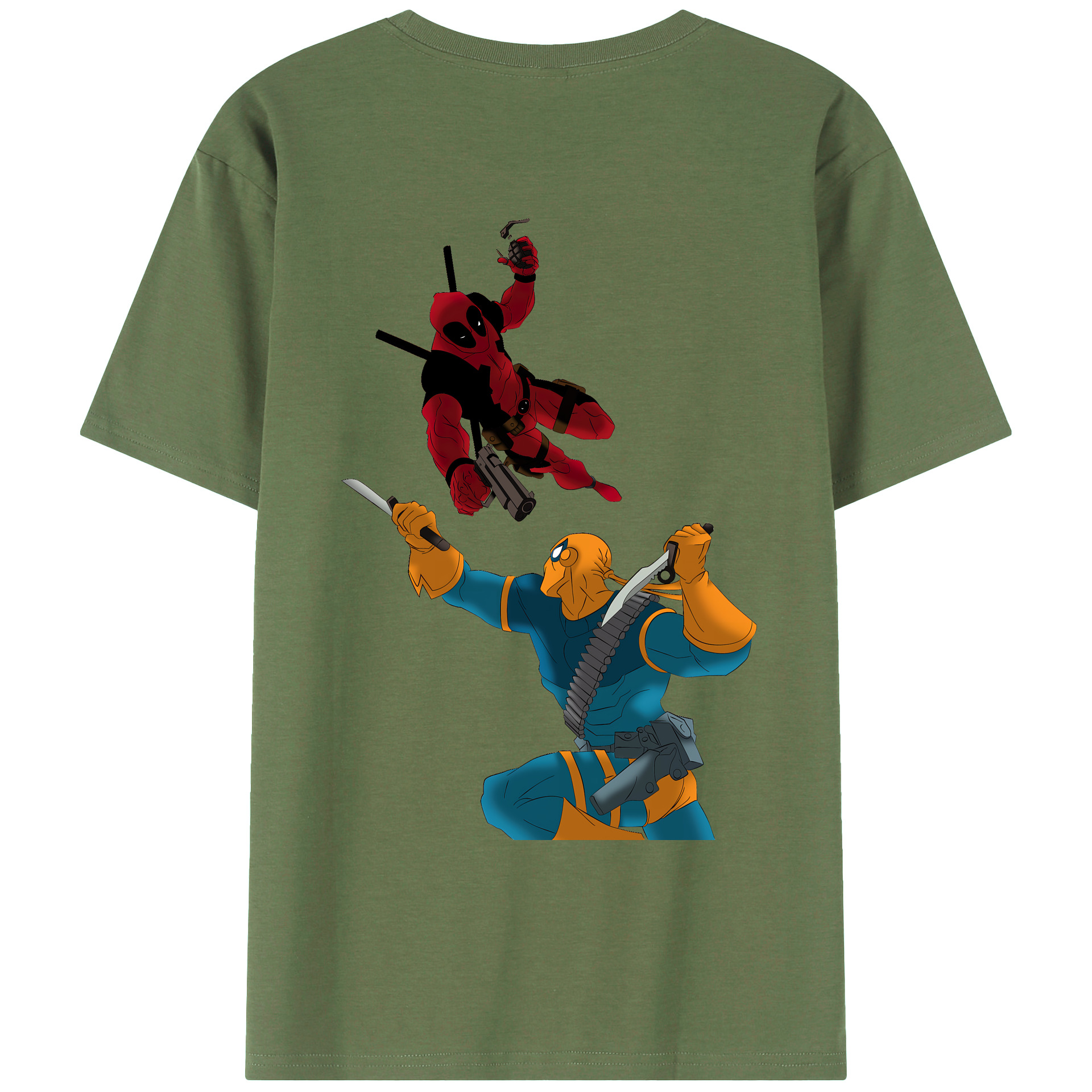 （画像用） Deadpool デッドプール 綿100％ メンズ半袖Tシャツ（バックプリント） 通気性